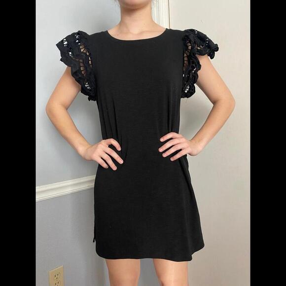 Joy Joy Chic Black Dress with Unique Lace Sleeves - Picture 6 of 11